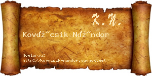 Kovácsik Nándor névjegykártya
